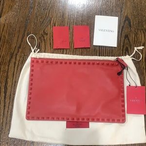 Valentino Rockstud Red Clutch Pouch
